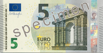 Billete de cinco euros, 5 euros, nuevos billetes