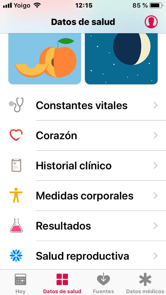 Captura del Apple Health