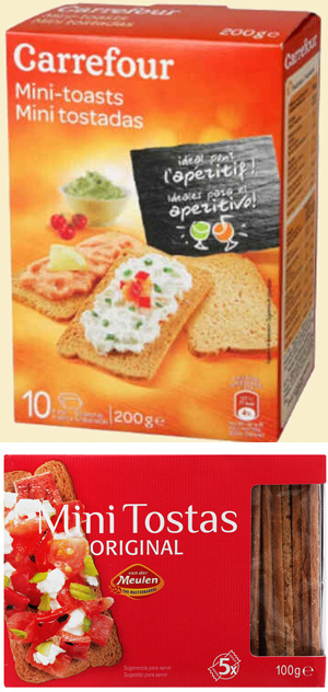 Mini tostas Carrefour y  Van Der Meulen